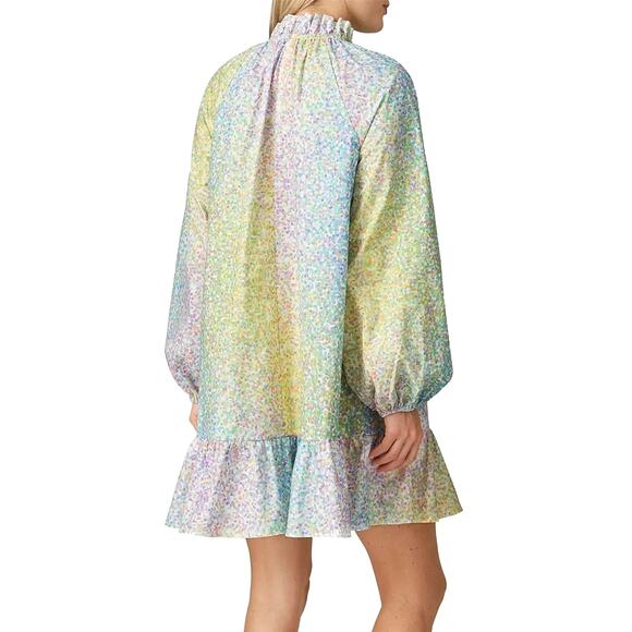 Cynthia Rowley Confetti Dot Print 100% Poplin Cotton Long Sleeve Shift Dress - Picture 3 of 16